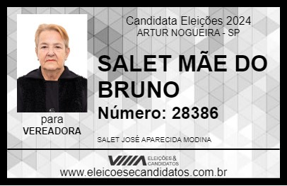 Candidato SALET MÃE DO BRUNO 2024 - ARTUR NOGUEIRA - Eleições