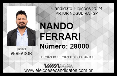 Candidato NANDO FERRARI 2024 - ARTUR NOGUEIRA - Eleições