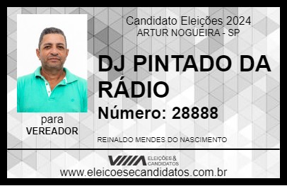 Candidato DJ PINTADO DA RÁDIO 2024 - ARTUR NOGUEIRA - Eleições