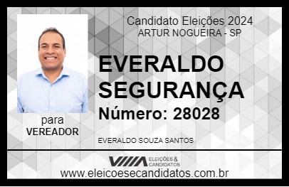 Candidato EVERALDO SEGURANÇA 2024 - ARTUR NOGUEIRA - Eleições