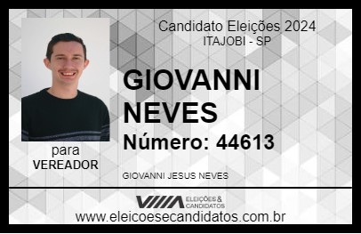 Candidato GIOVANNI NEVES 2024 - ITAJOBI - Eleições