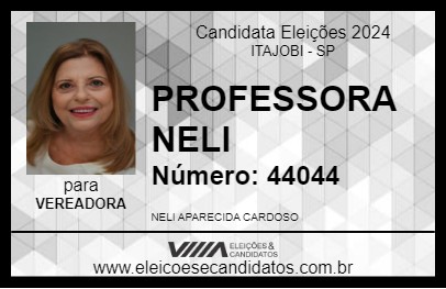 Candidato PROFESSORA NELI 2024 - ITAJOBI - Eleições