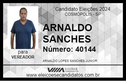 Candidato ARNALDO SANCHES 2024 - COSMÓPOLIS - Eleições