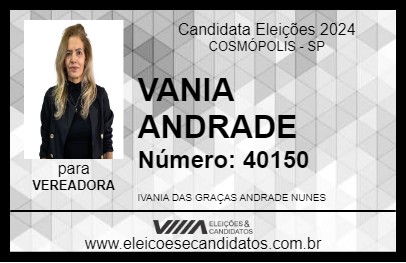 Candidato VANIA ANDRADE 2024 - COSMÓPOLIS - Eleições