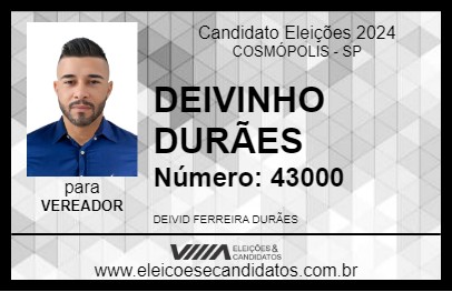 Candidato DEIVINHO DURÃES 2024 - COSMÓPOLIS - Eleições