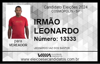 Candidato IRMÃO LEONARDO 2024 - COSMÓPOLIS - Eleições