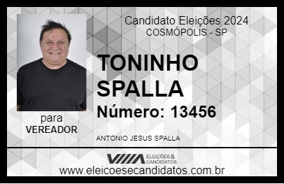 Candidato TONINHO SPALLA 2024 - COSMÓPOLIS - Eleições