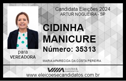 Candidato CIDINHA MANICURE 2024 - ARTUR NOGUEIRA - Eleições