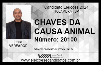 Candidato CHAVES DA CAUSA ANIMAL 2024 - HOLAMBRA - Eleições