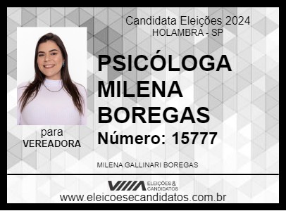 Candidato PSICÓLOGA MILENA BOREGAS 2024 - HOLAMBRA - Eleições