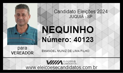 Candidato NEQUINHO 2024 - JUQUIÁ - Eleições