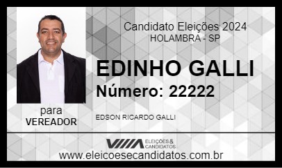 Candidato EDINHO GALLI 2024 - HOLAMBRA - Eleições