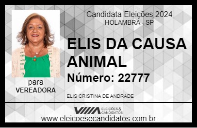 Candidato ELIS DA CAUSA ANIMAL 2024 - HOLAMBRA - Eleições