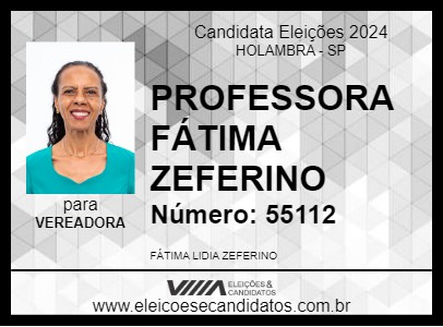 Candidato PROFESSORA FÁTIMA ZEFERINO 2024 - HOLAMBRA - Eleições