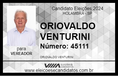 Candidato ORIOVALDO VENTURINI 2024 - HOLAMBRA - Eleições