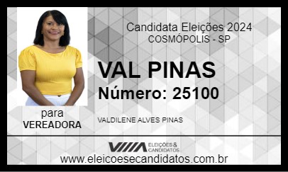 Candidato VAL PINAS 2024 - COSMÓPOLIS - Eleições