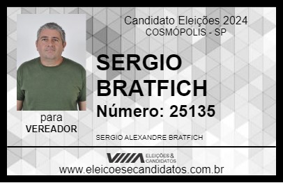 Candidato SERGIO BRATFICH 2024 - COSMÓPOLIS - Eleições