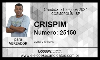 Candidato CRISPIM 2024 - COSMÓPOLIS - Eleições