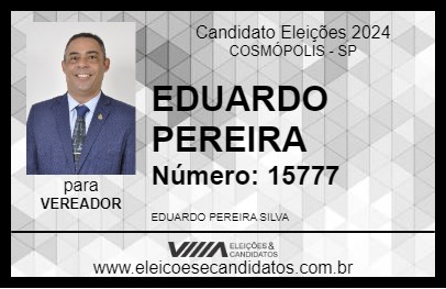 Candidato EDUARDO PEREIRA 2024 - COSMÓPOLIS - Eleições