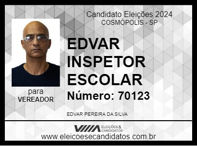 Candidato EDVAR INSPETOR ESCOLAR 2024 - COSMÓPOLIS - Eleições