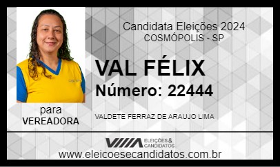 Candidato VAL FÉLIX 2024 - COSMÓPOLIS - Eleições