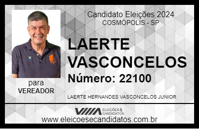 Candidato LAERTE VASCONCELOS 2024 - COSMÓPOLIS - Eleições