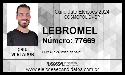 Candidato LEBROMEL 2024 - COSMÓPOLIS - Eleições