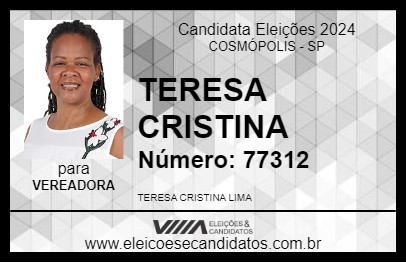 Candidato TERESA CRISTINA 2024 - COSMÓPOLIS - Eleições