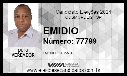 Candidato EMIDIO 2024 - COSMÓPOLIS - Eleições