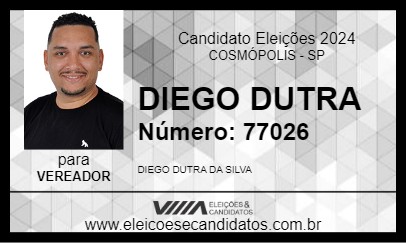 Candidato DIEGO DUTRA 2024 - COSMÓPOLIS - Eleições