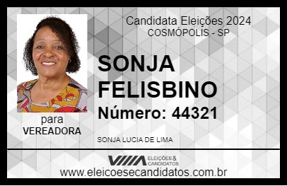 Candidato SONJA FELISBINO 2024 - COSMÓPOLIS - Eleições