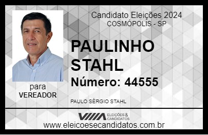 Candidato PAULINHO STAHL 2024 - COSMÓPOLIS - Eleições