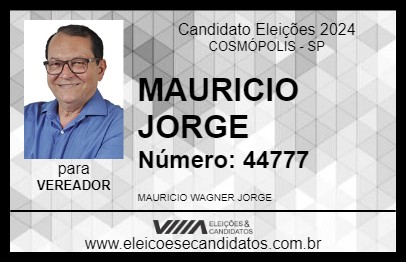 Candidato MAURICIO JORGE 2024 - COSMÓPOLIS - Eleições