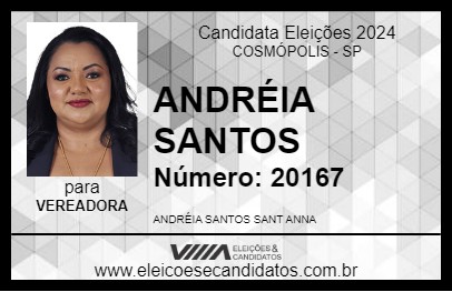 Candidato ANDRÉIA SANTOS 2024 - COSMÓPOLIS - Eleições