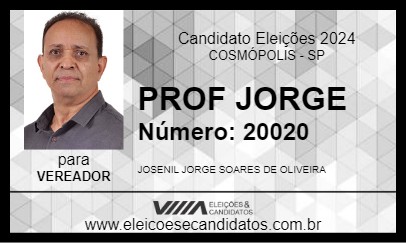 Candidato PROF JORGE 2024 - COSMÓPOLIS - Eleições