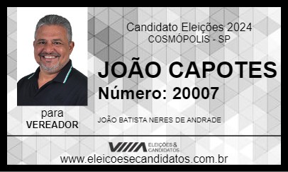 Candidato JOÃO CAPOTES 2024 - COSMÓPOLIS - Eleições