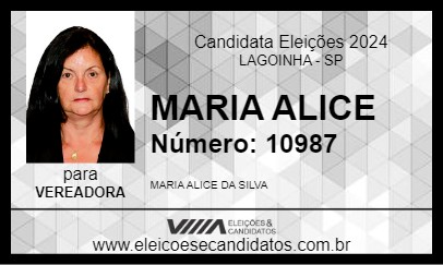 Candidato MARIA ALICE 2024 - LAGOINHA - Eleições