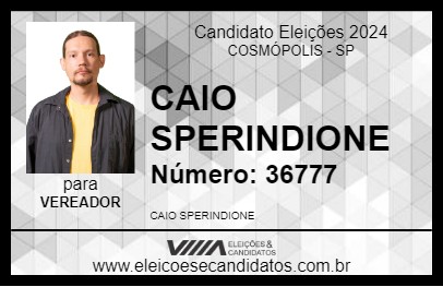 Candidato CAIO SPERINDIONE 2024 - COSMÓPOLIS - Eleições