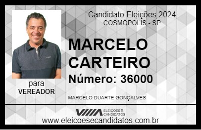 Candidato MARCELO CARTEIRO 2024 - COSMÓPOLIS - Eleições