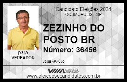 Candidato ZEZINHO DO POSTO BR 2024 - COSMÓPOLIS - Eleições