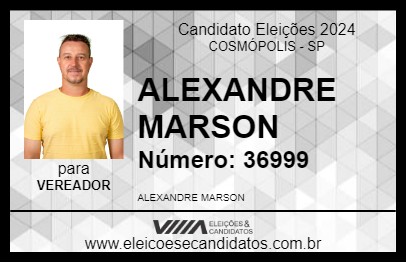 Candidato ALEXANDRE MARSON 2024 - COSMÓPOLIS - Eleições