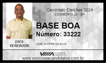 Candidato BASE BOA 2024 - COSMÓPOLIS - Eleições