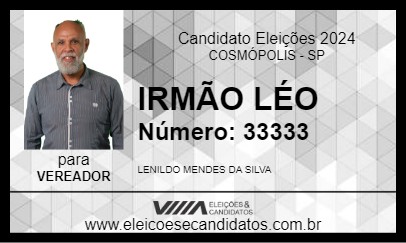 Candidato IRMÃO LÉO 2024 - COSMÓPOLIS - Eleições