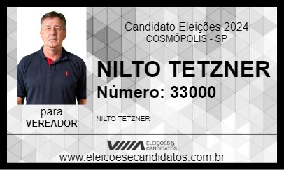 Candidato NILTO TETZNER 2024 - COSMÓPOLIS - Eleições