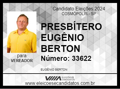 Candidato PRESBÍTERO EUGÊNIO BERTON 2024 - COSMÓPOLIS - Eleições