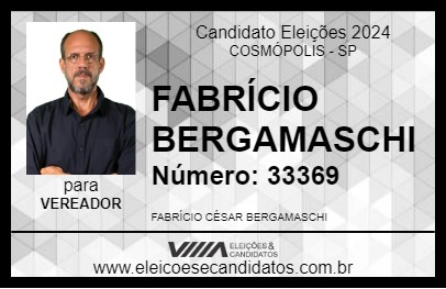 Candidato FABRÍCIO BERGAMASCHI 2024 - COSMÓPOLIS - Eleições