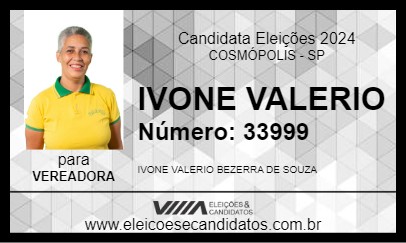 Candidato IVONE VALERIO 2024 - COSMÓPOLIS - Eleições