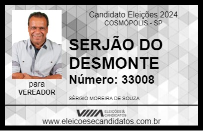 Candidato SERJÃO DO DESMONTE 2024 - COSMÓPOLIS - Eleições