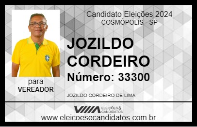 Candidato JOZILDO CORDEIRO 2024 - COSMÓPOLIS - Eleições