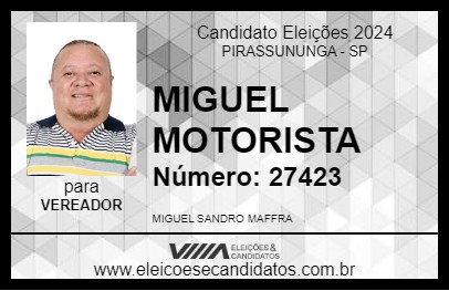 Candidato MIGUEL MOTORISTA 2024 - PIRASSUNUNGA - Eleições